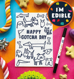 Gotcha Day Chicken Edible Dog Birthday Card By Scoff Paper