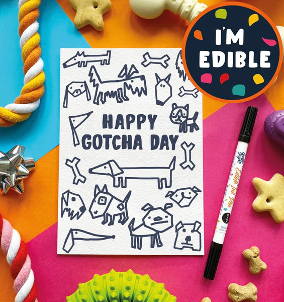Gotcha Day Chicken Edible Dog Birthday Card By Scoff Paper