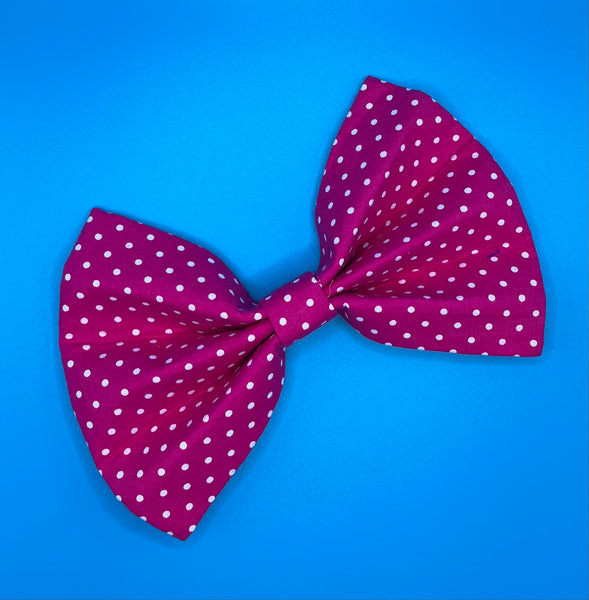 Raspberry Polka Dot Dog Bow Tie Handmade By Urban Tails