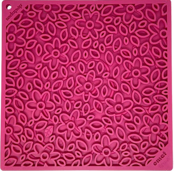 Pink Flower Power Design Enrichment Lick Mat By SodaPup
