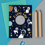 Astro Dogs Greeting Card By Lorna Syson
