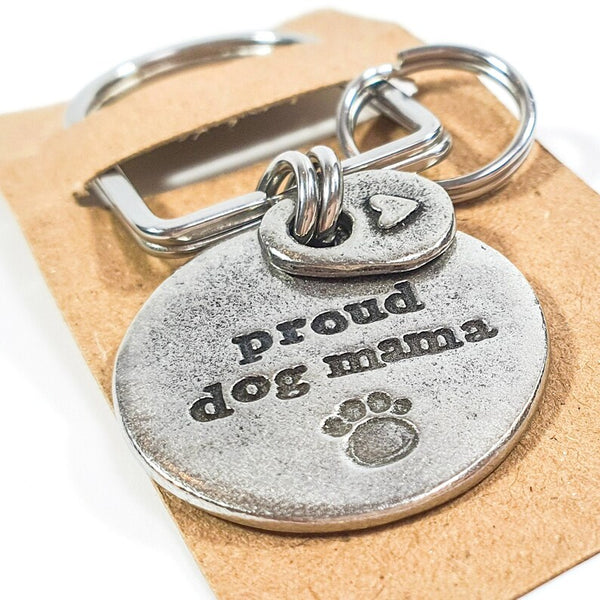 Solid Pewter Proud Dog Mama Keyring By The Luna Co