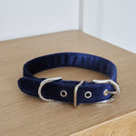M & L Navy Blue Velvet Dog Collar By Sweet William