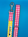 Pink/Yellow Gingham Dream Dog Lead Handmade By Urban Tails