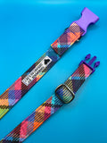 Vibrant Check Dog Collar Handmade By Urban Tails