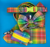 Neon Check Dog Collar Handmade By Urban Tails