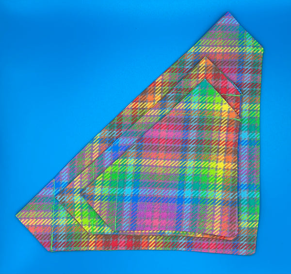 Neon Check Bandana Handmade By Urban Tails