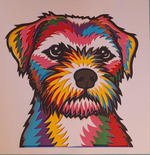 Border Terrier Paper-Cut Artwork By Houndy Ever After Crafts