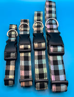 Rainbow Check Dog Collar Handmade By Urban Tails