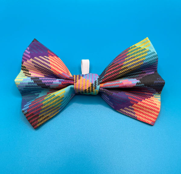 Vibrant Check Dog Bow Tie Handmade By Urban Tails