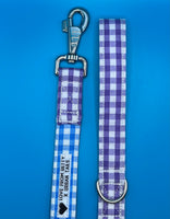 Purple/Blue Gingham Dream Dog Lead Handmade By Urban Tails