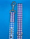 Purple/Blue Gingham Dream Dog Lead Handmade By Urban Tails