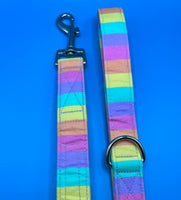 Rainbow Bright Stripe Dog Lead Handmade By Urban Tails