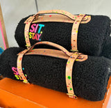Neon & Black Sit Stay Travel Blanket By The Distinguished Dog Company