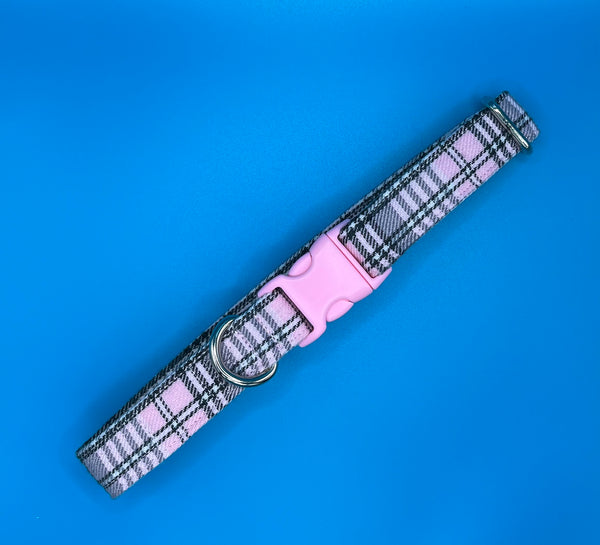 Pink plaid dog collar online