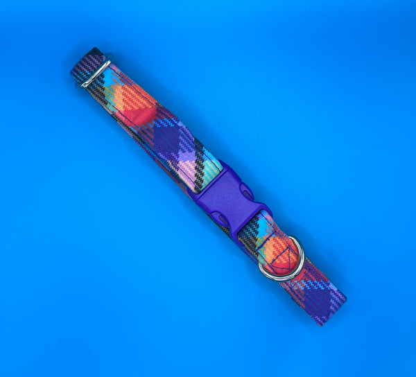 Vibrant Check Dog Collar Handmade By Urban Tails