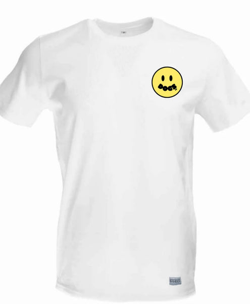 White Acid Smiley T Shirt By The Distinguished Dog Company