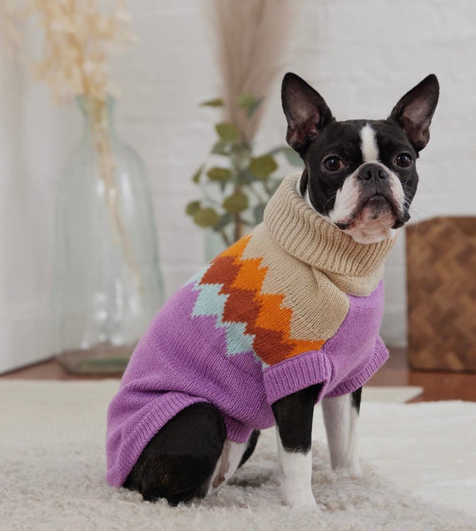 Fireside Purple Knitted Dog Sweater By GF Pet