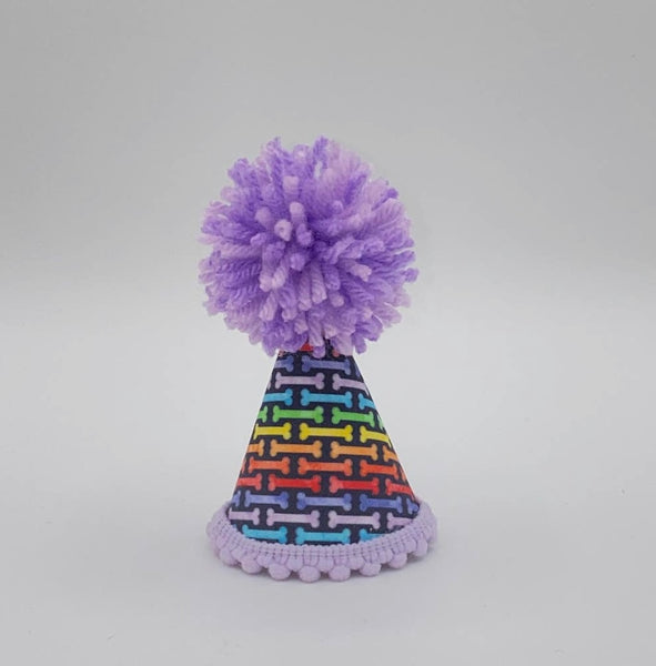 Rainbow Bones Handcrafted Dog Party Hat By Pup Party Hats