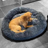 Dark Grey Soft Calming Donut Dog Pet Bed By Pet Wiz