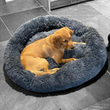 Dark Grey Soft Calming Donut Dog Pet Bed By Pet Wiz