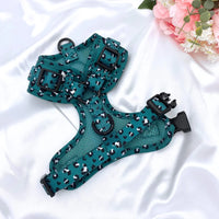 Green Leopard Print Harness By Pawsome Life
