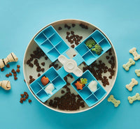 SPIN Interactive Slow Feeder Bowl Windmill Blue By PetDreamHouse