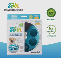 SPIN Interactive Slow Feeder Bowl Palette Blue By PetDreamHouse