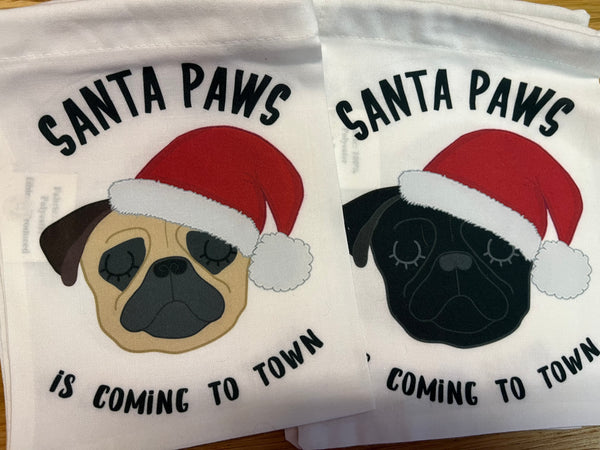 Santa Paws Dog Keepsake Bag Pug By Hoobynoo