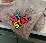 Neon & Grey Sit Stay Blanket By The Distinguished Dog Company