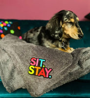 Neon & Grey Sit Stay Blanket By The Distinguished Dog Company