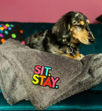 Neon & Grey Sit Stay Blanket By The Distinguished Dog Company