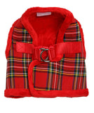 Luxury Fur Lined Red Tartan Step In Harness By Urban Pup