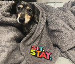 Neon & Grey Sit Stay Blanket By The Distinguished Dog Company
