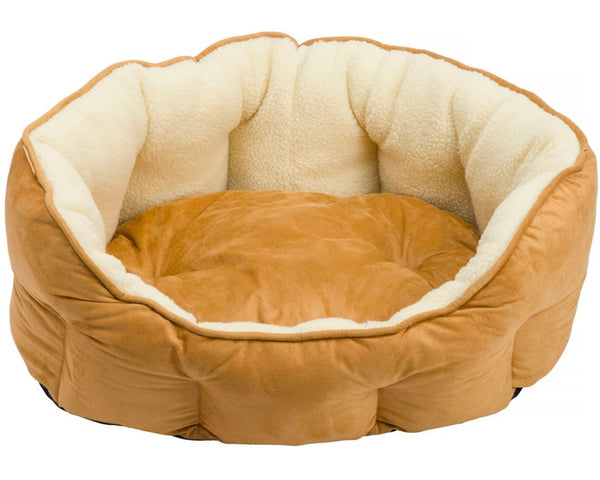 Tan Suede Oval Snuggle Dog Bed By House Of Paws