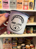 Puppuccinos Are Life Enamel Cup By Urban Tails