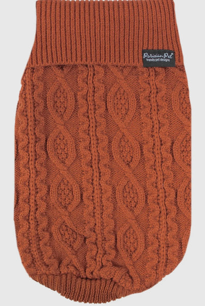 Terracotta Cable Knitwear Sweater By Parisian Pet