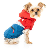 Seattle Contrast Raincoat Red/Blue Dog Jacket By FuzzYard