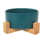 Jade Ceramic & Bamboo Stand Bowl By Pet Wiz