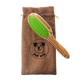 Bamboo Double Sided Bamboo Dog Brush with Silicone Massager By Pet Wiz