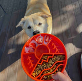 Orange Great Outdoors Enrichment Slow Feeder Bowl for Dogs By Soda Pup