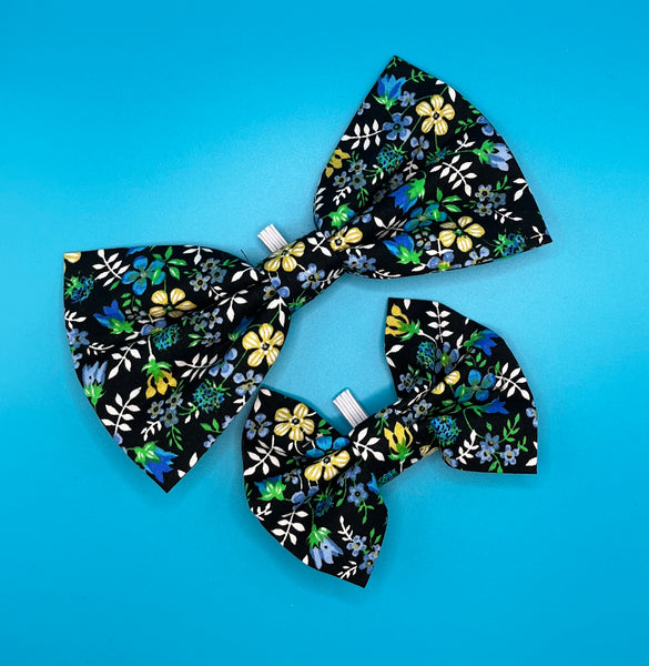 Azure Floral Dog Bow Tie Handmade By Urban Tails