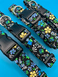 Azure Floral Dog Collar Handmade By Urban Tails