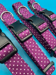 Blackberry Polka Dot Dog Collar Handmade By Urban Tails