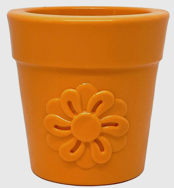 Flower Pot Orange Treat Dispenser Chew Toy By SodaPup