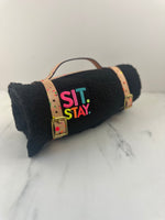 Neon & Black Sit Stay Travel Blanket By The Distinguished Dog Company