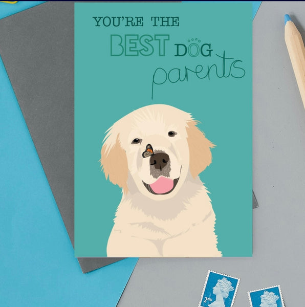 Best Dog Parents Golden Lab Greeting Card By Lorna Syson