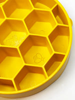 Yellow Honeycomb Design Enrichment Slow Feeder Bowl for Dogs By Soda Pup