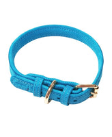 Blue Luxury Leather Dog Buckle Collar By The Luna Co