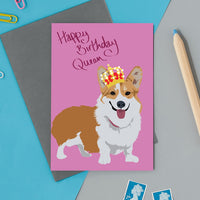 Queen Corgi Dog Birthday Card By Lorna Syson